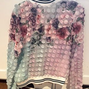Girls 3D fabric floral bomber jacket 12